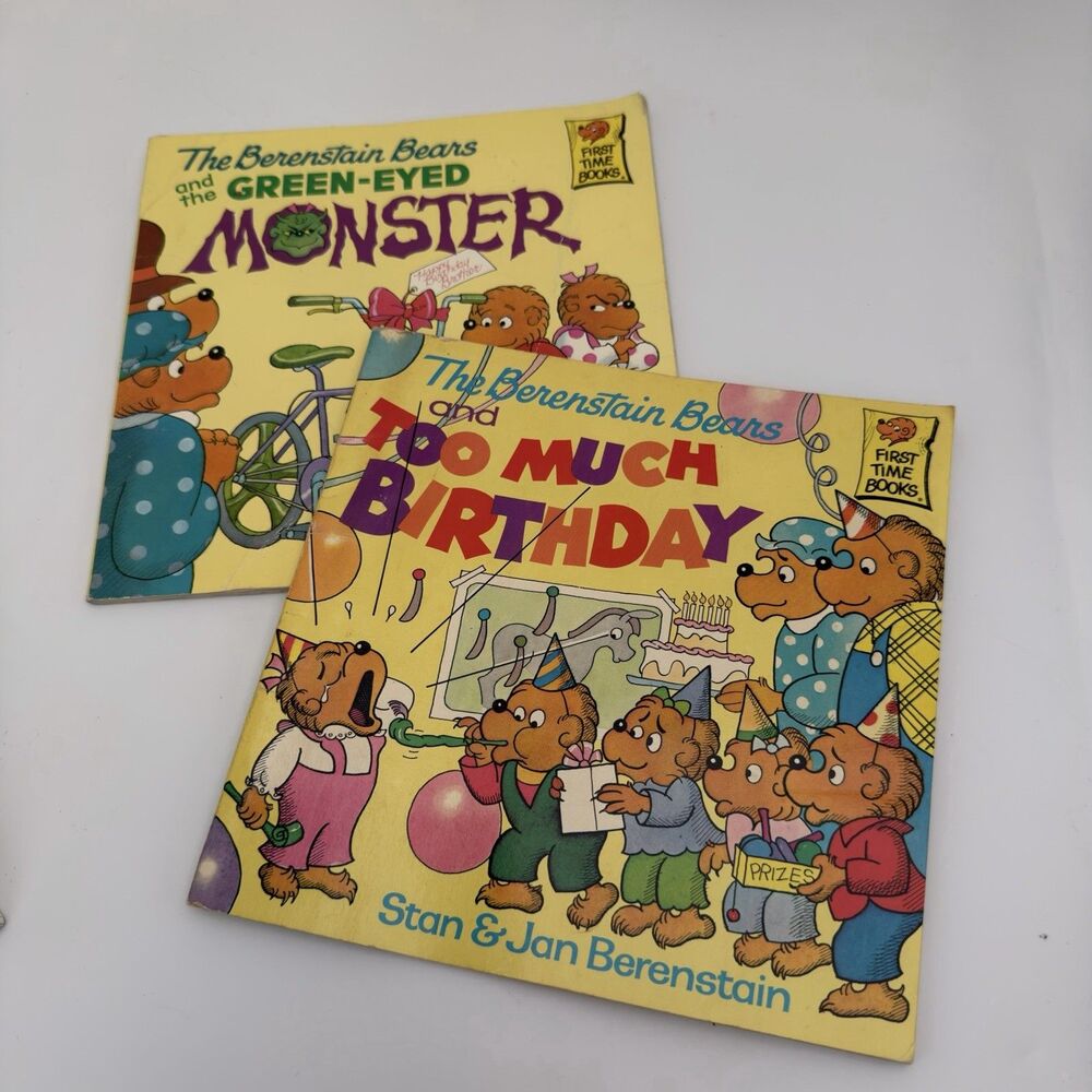The Berenstain Bears Book VTG Lot Of 2 Green Eyed Monster & Too Much Birthday